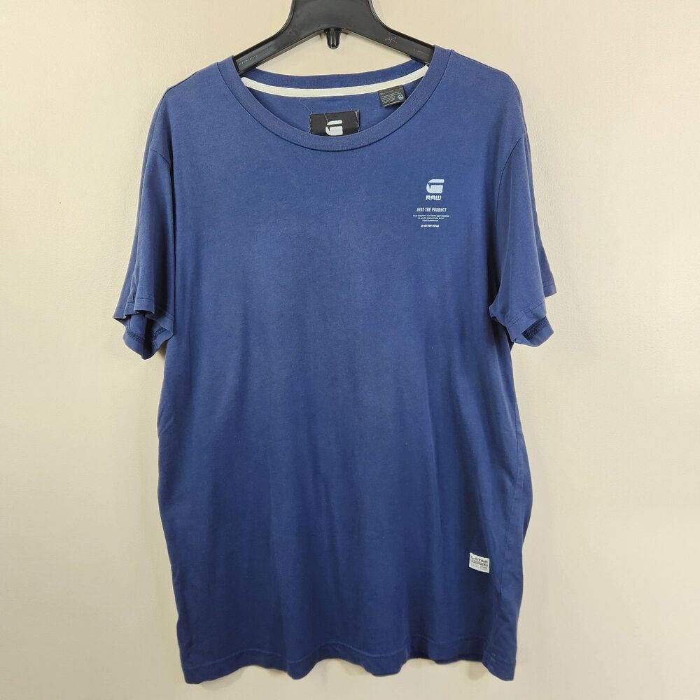 G-Star Raw Mens Regular Fit Short Sleeve Shoulder Spell Out Crew Neck Tee Medium